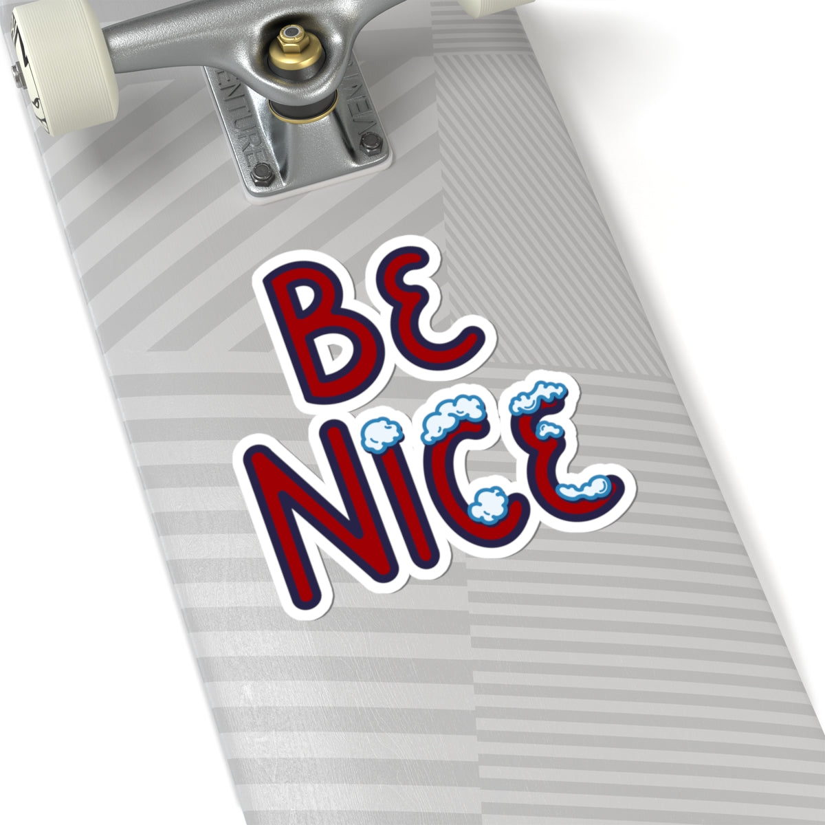 Be Nice Sticker - Winter Themed with Icy Snow-Covered Text
