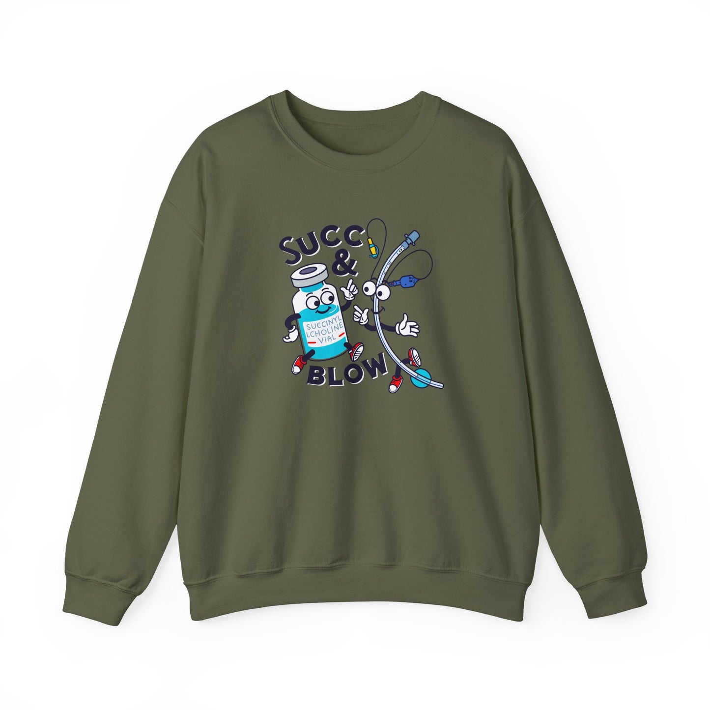 Succ and Blow Sweatshirt, Funny ICU Nurse & Anesthesia Humor, Succinylcholine, ET Tube Design, Respiratory, Intubation RN Sweatshirt