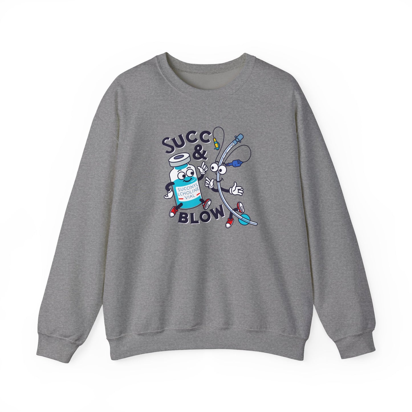 Succ and Blow Sweatshirt, Funny ICU Nurse & Anesthesia Humor, Succinylcholine, ET Tube Design, Respiratory, Intubation RN Sweatshirt