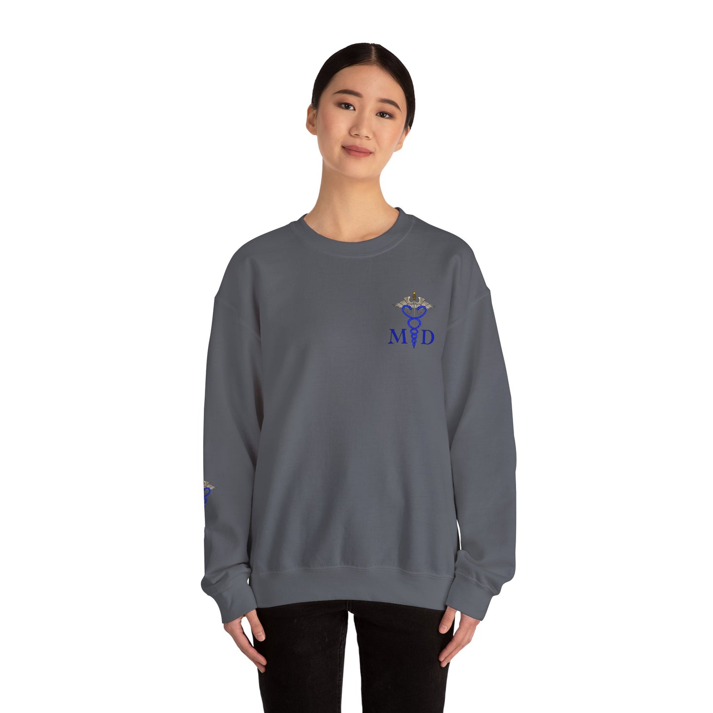MD Caduceus Sweatshirt, Proud MD Apparel, Great Gift For Doctors, New Grad Doctors, Unisex Heavy Blend™ Crewneck Sweatshirt
