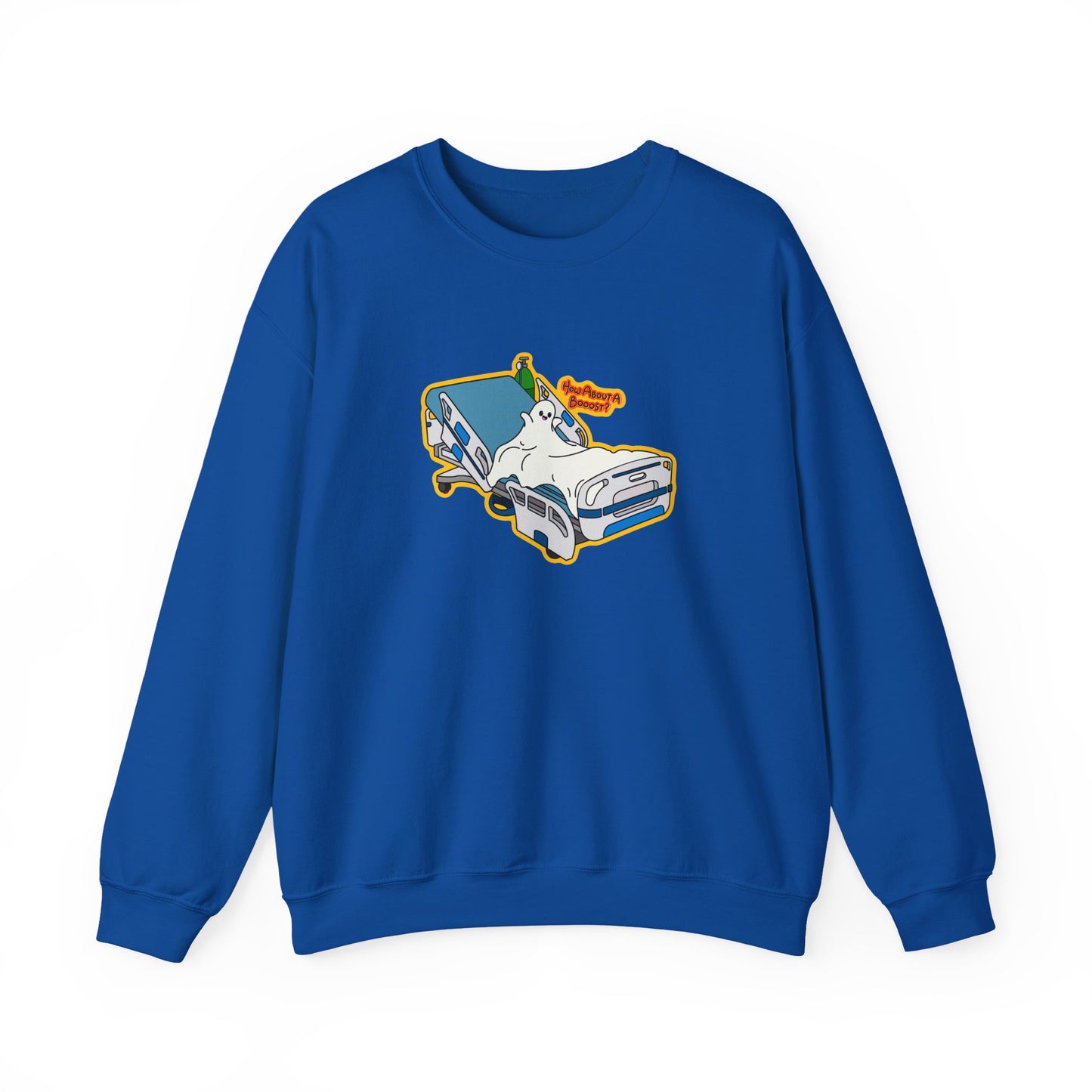 How About A Booost Sweatshirt, Funny Halloween, Spooky Nurse and Medical Humor Apparel, Great Gift For Nurses, CNAs, PCAs