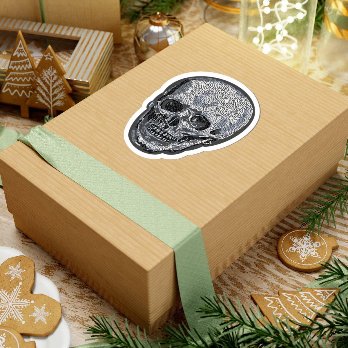 Detailed Skull Sticker - Anatomical Skull Art for Medical and Gothic Decor