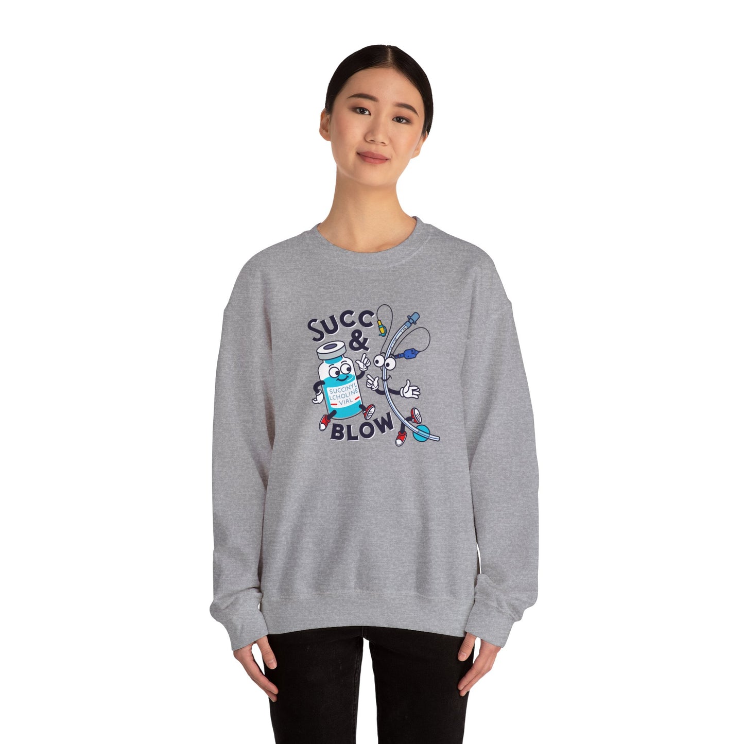 Succ and Blow Sweatshirt, Funny ICU Nurse & Anesthesia Humor, Succinylcholine, ET Tube Design, Respiratory, Intubation RN Sweatshirt