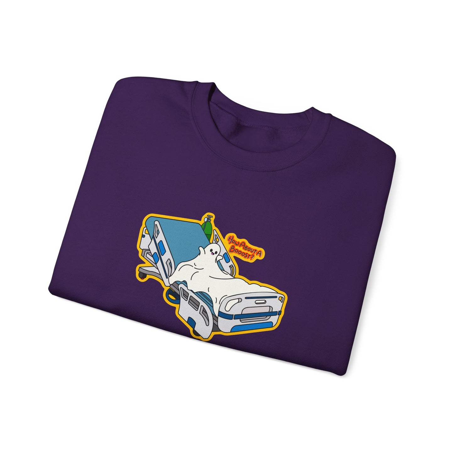 How About A Booost Sweatshirt, Funny Halloween, Spooky Nurse and Medical Humor Apparel, Great Gift For Nurses, CNAs, PCAs