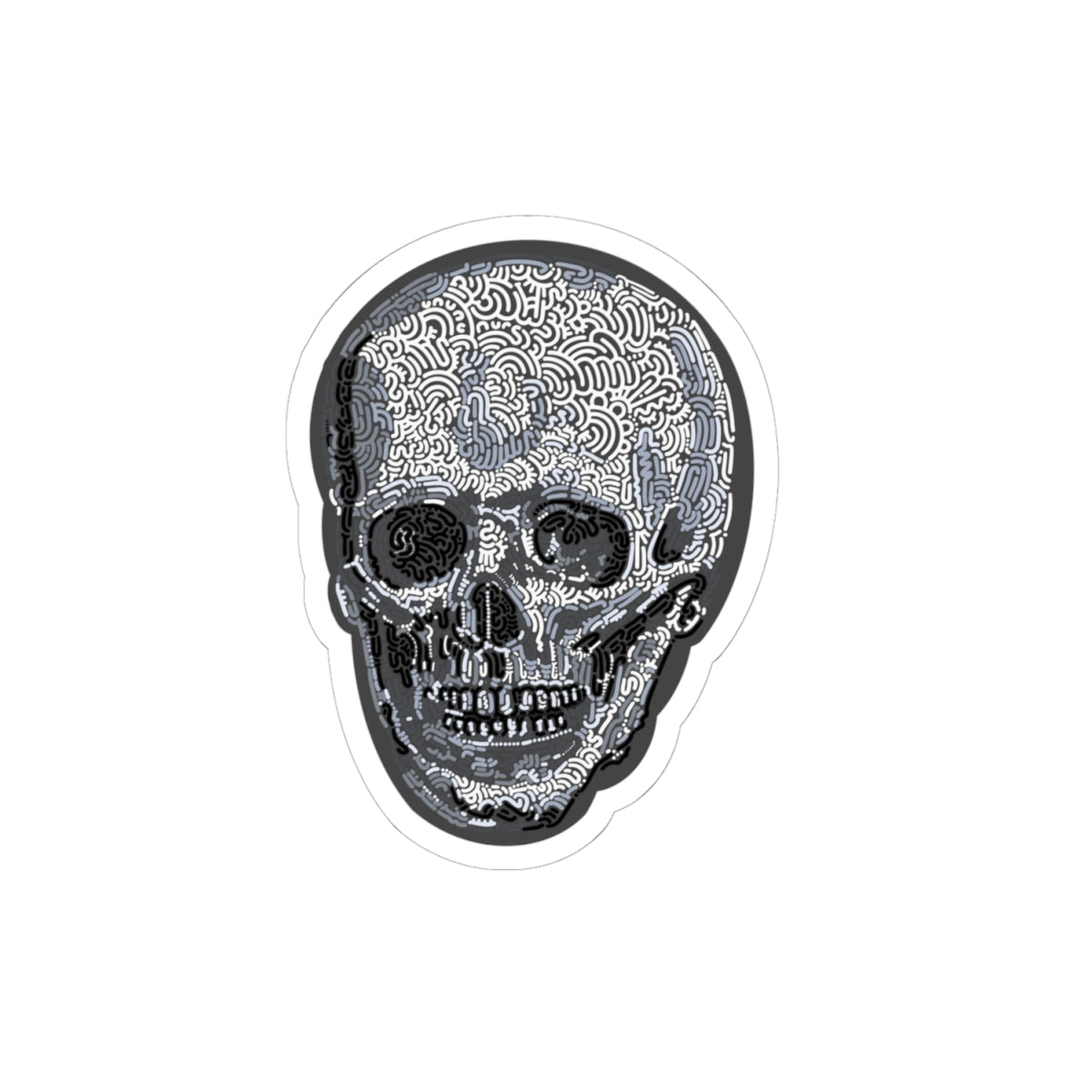 Detailed Skull Sticker - Anatomical Skull Art for Medical and Gothic Decor