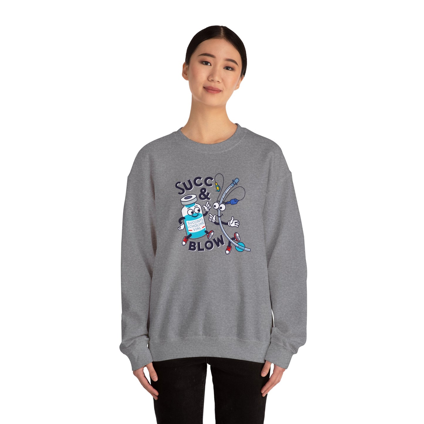 Succ and Blow Sweatshirt, Funny ICU Nurse & Anesthesia Humor, Succinylcholine, ET Tube Design, Respiratory, Intubation RN Sweatshirt