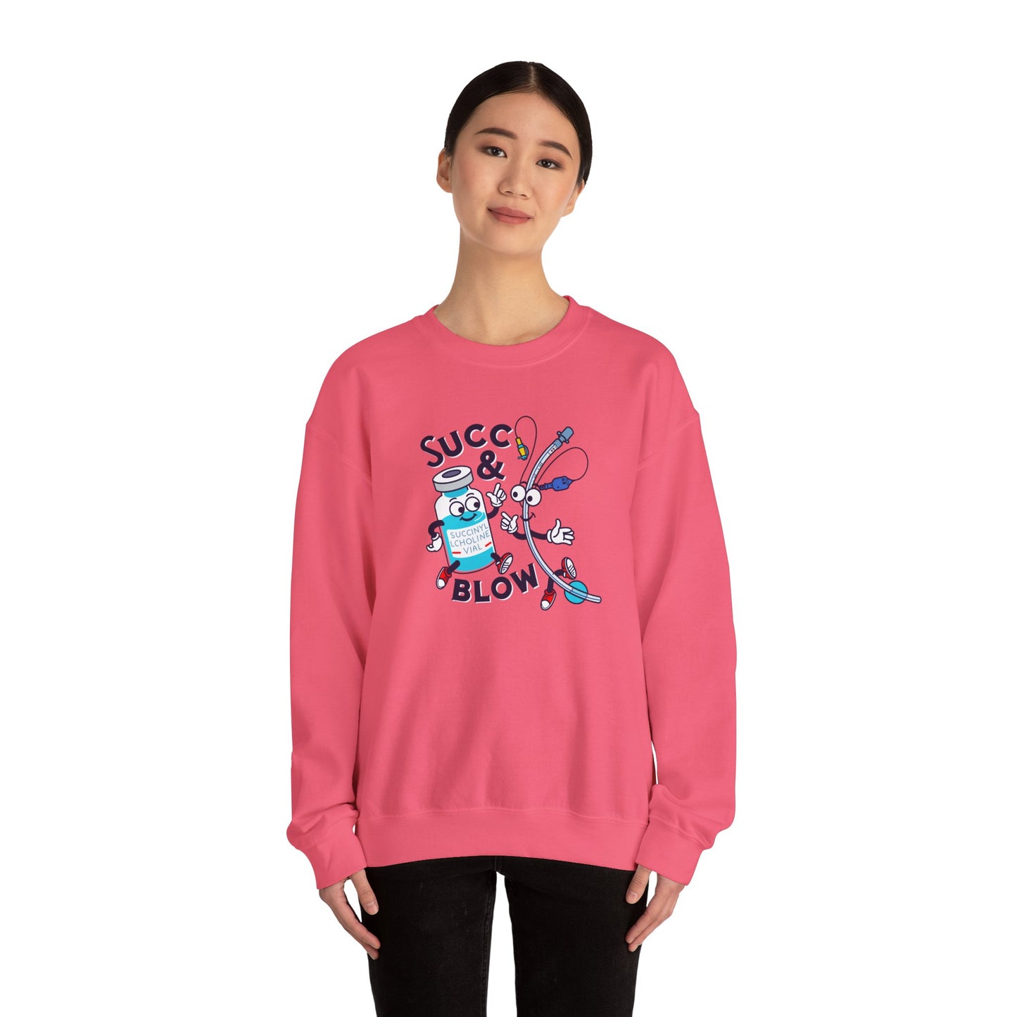 Succ and Blow Sweatshirt, Funny ICU Nurse & Anesthesia Humor, Succinylcholine, ET Tube Design, Respiratory, Intubation RN Sweatshirt