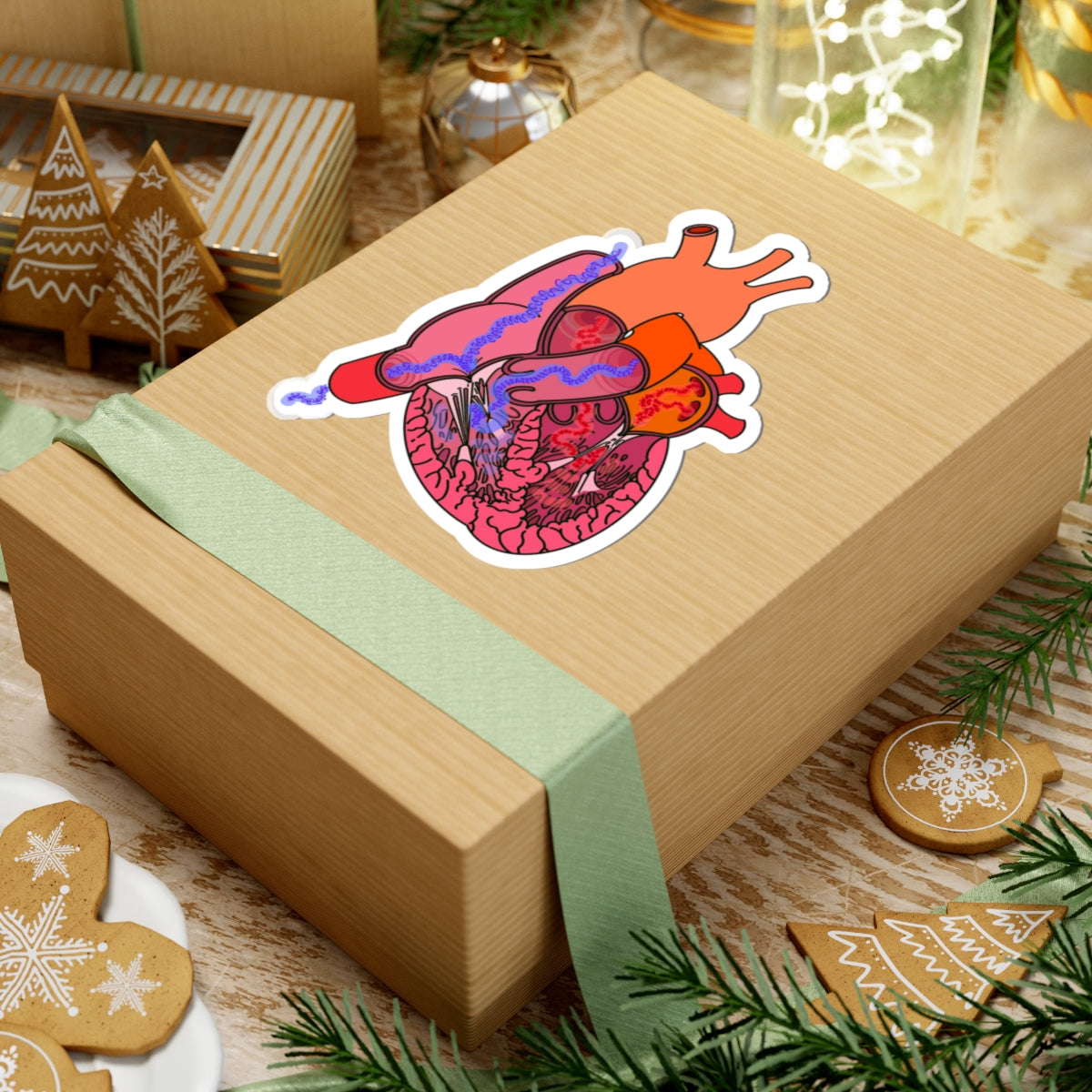 Heart Blood Flow Sticker - Detailed Cardiac Anatomy Portraying Flow Of Venous/Arterial Blood