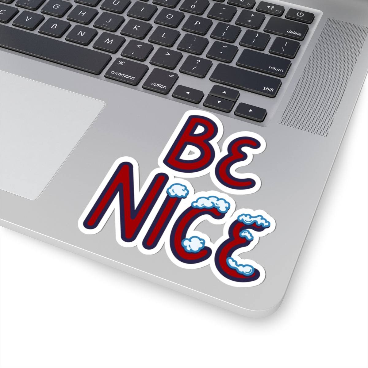 Be Nice Sticker - Winter Themed with Icy Snow-Covered Text
