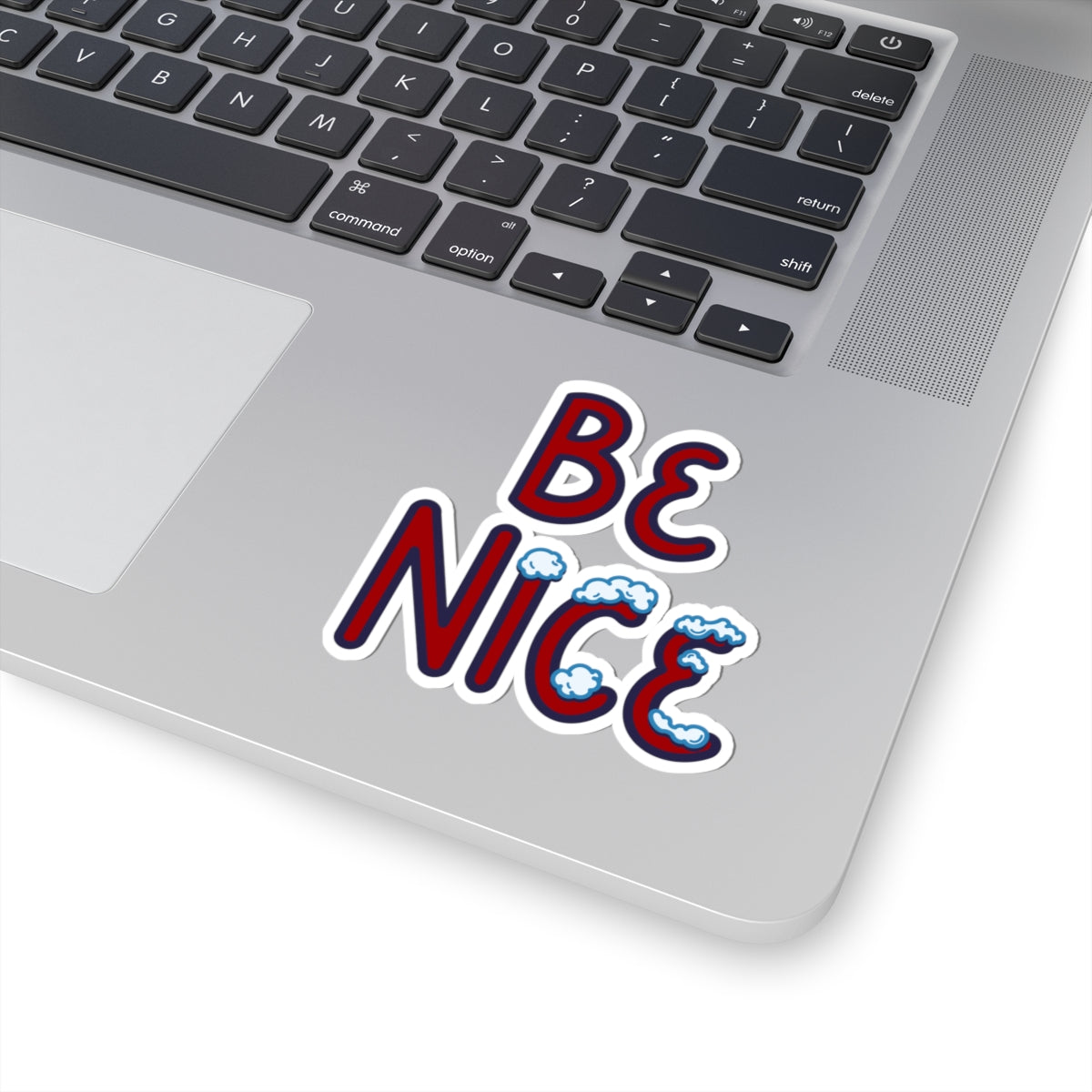 Be Nice Sticker - Winter Themed with Icy Snow-Covered Text