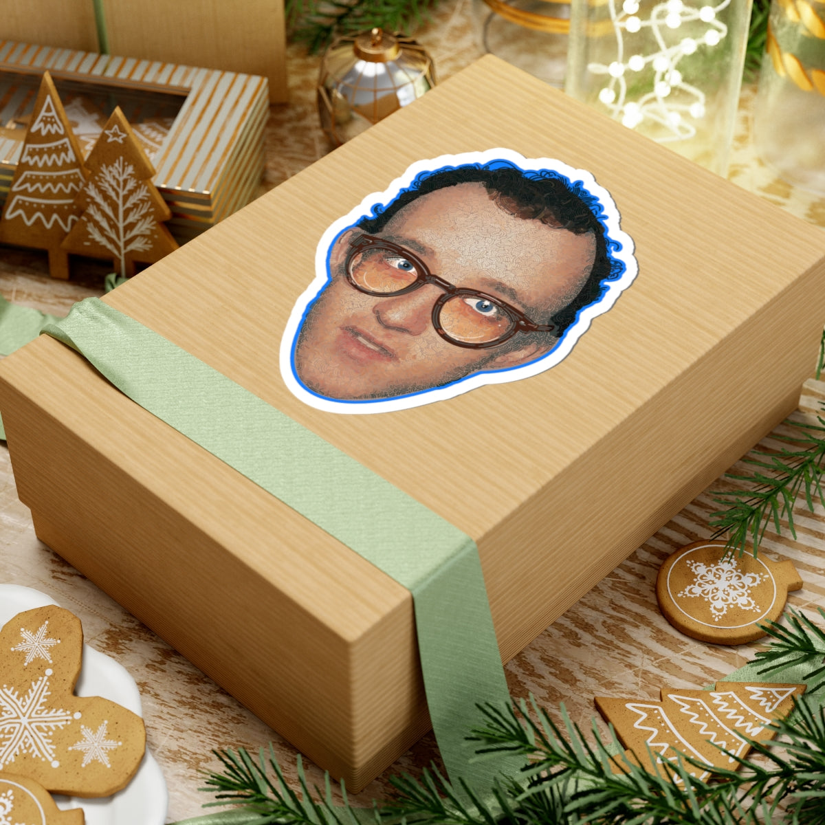 Keith Haring Pop Art Portrait Sticker, Graffiti Style, Bold Line Drawing, 80s Street Art Icon