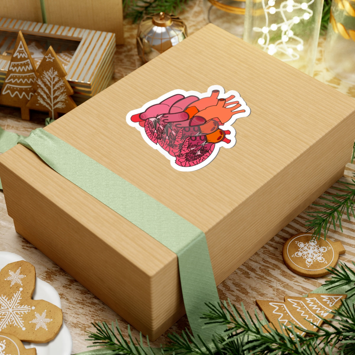 Split Anatomical Heart Sticker - Detailed Left and Right Heart Anatomy