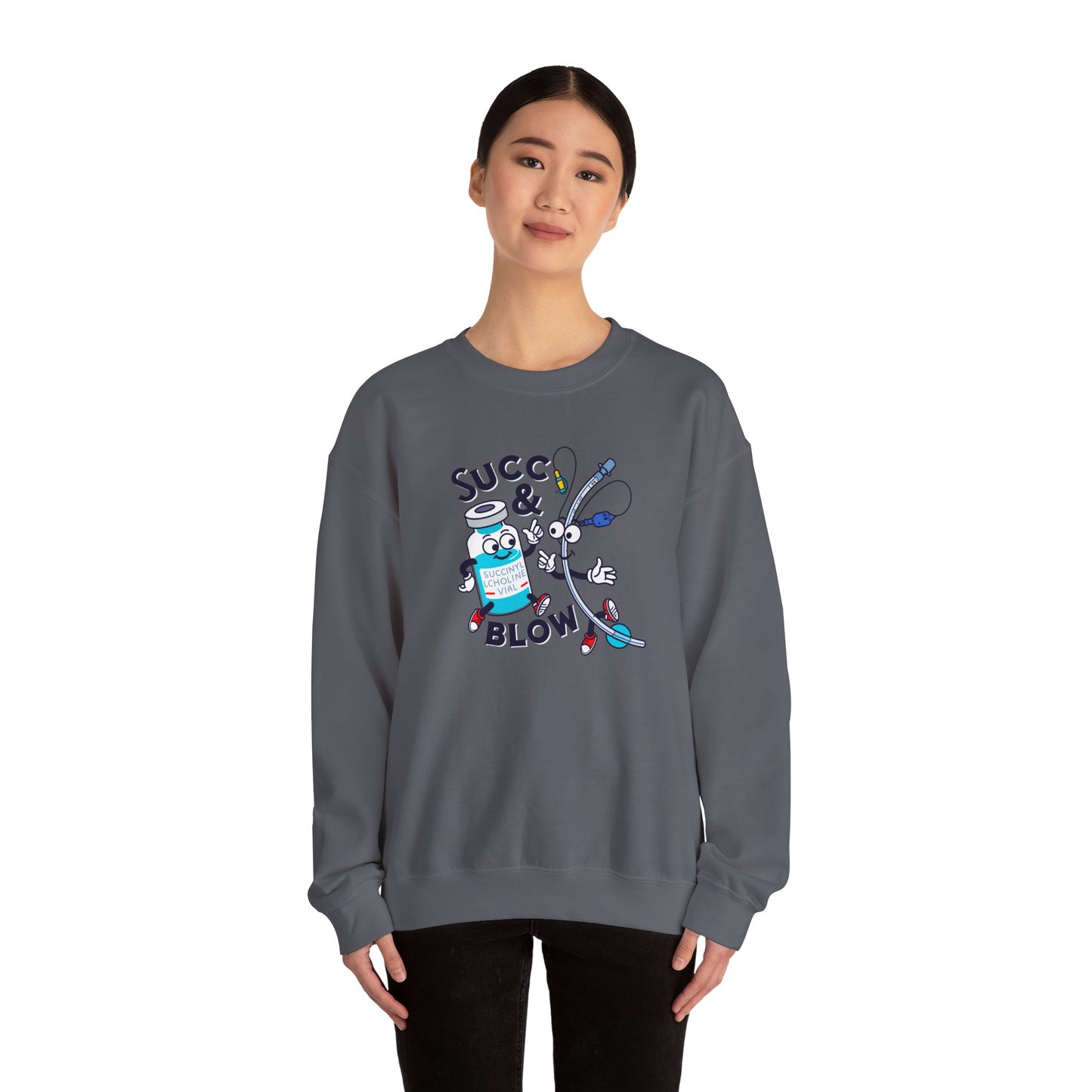 Succ and Blow Sweatshirt, Funny ICU Nurse & Anesthesia Humor, Succinylcholine, ET Tube Design, Respiratory, Intubation RN Sweatshirt