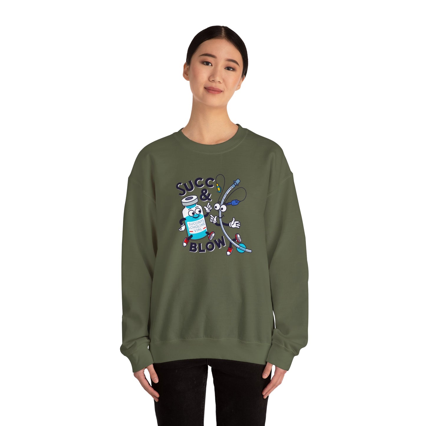Succ and Blow Sweatshirt, Funny ICU Nurse & Anesthesia Humor, Succinylcholine, ET Tube Design, Respiratory, Intubation RN Sweatshirt