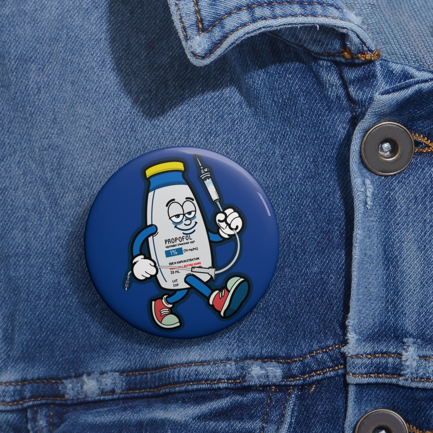 Propofol Pete Sedation Button, Pin. ICU Nurse Pin, Great Gift for Nurses, Fun Nursing Humor for Healthcare Pros