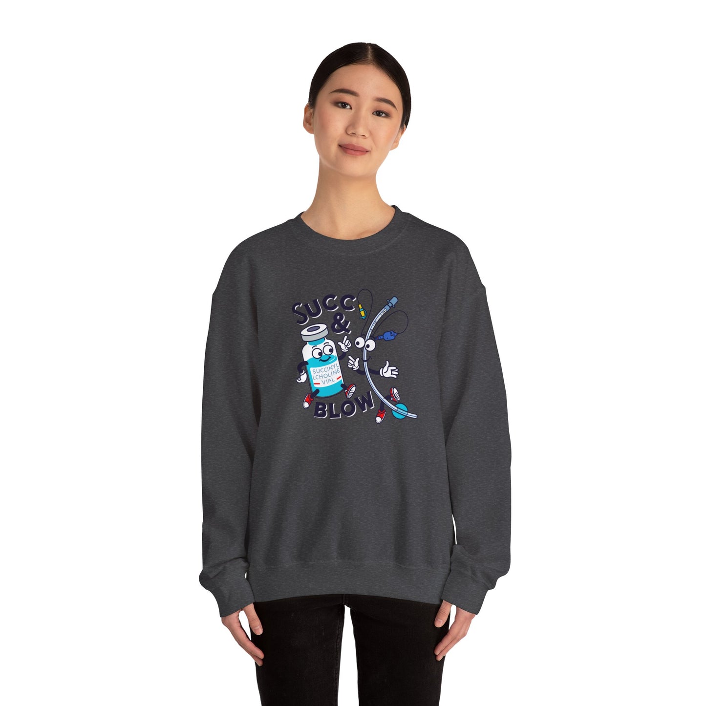 Succ and Blow Sweatshirt, Funny ICU Nurse & Anesthesia Humor, Succinylcholine, ET Tube Design, Respiratory, Intubation RN Sweatshirt