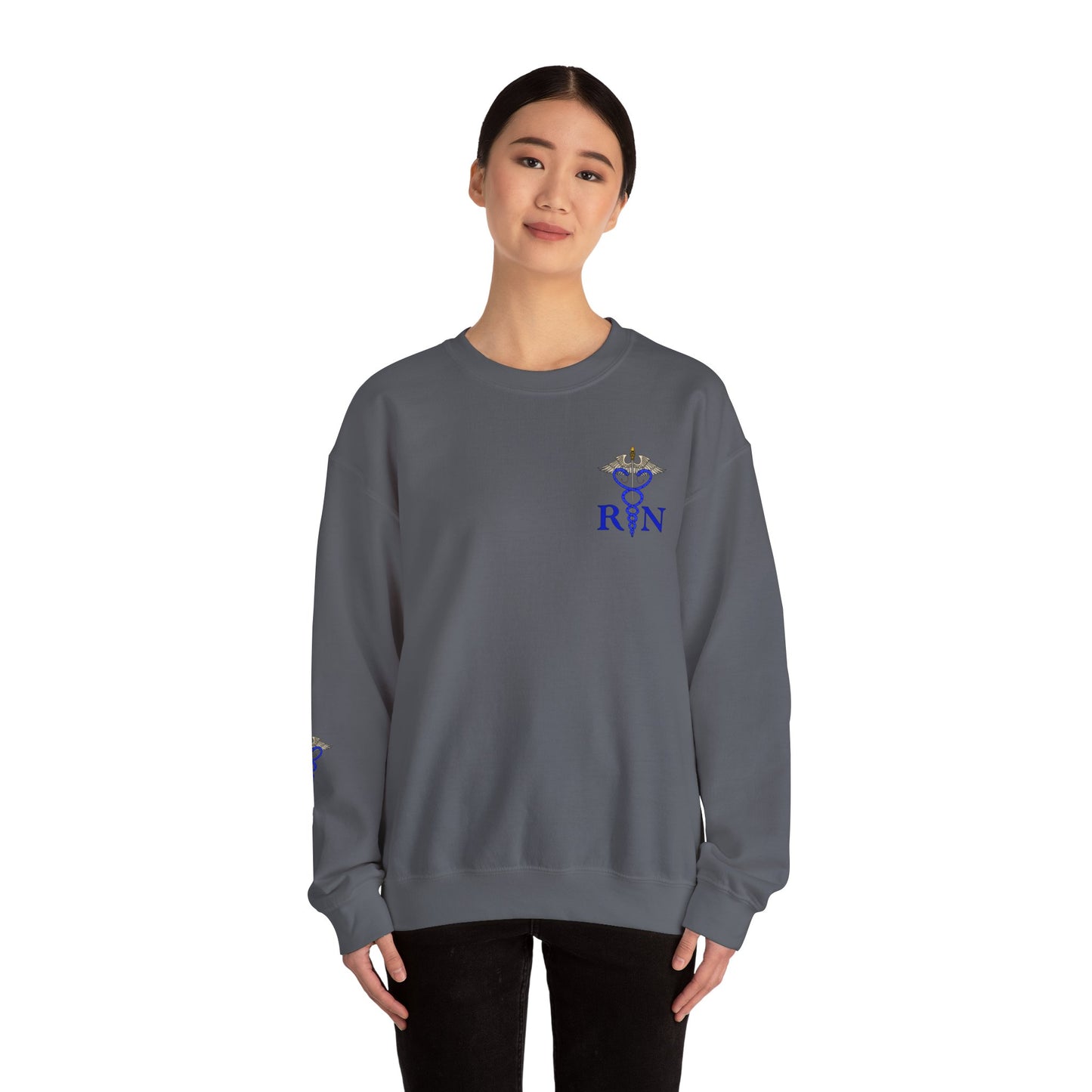 RN Caduceus Sweatshirt , Proud Nurse Apparel, Great Gift For Nurses, New Grad Nurses, Unisex Heavy Blend™ Crewneck Sweatshirt
