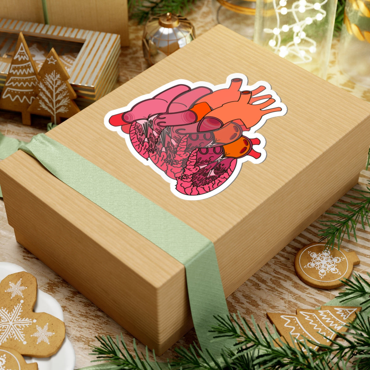 Split Anatomical Heart Sticker - Detailed Left and Right Heart Anatomy