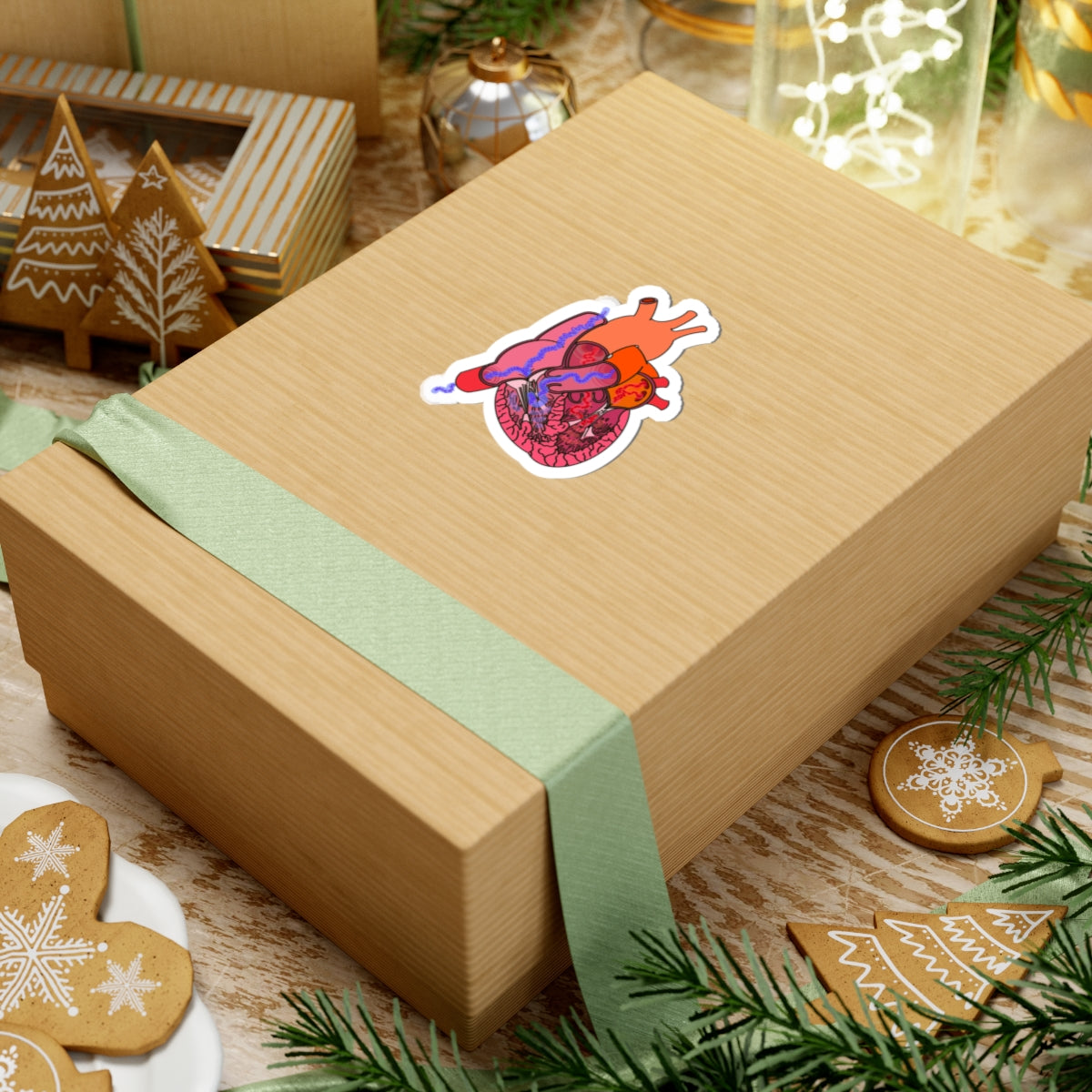Heart Blood Flow Sticker - Detailed Cardiac Anatomy Portraying Flow Of Venous/Arterial Blood