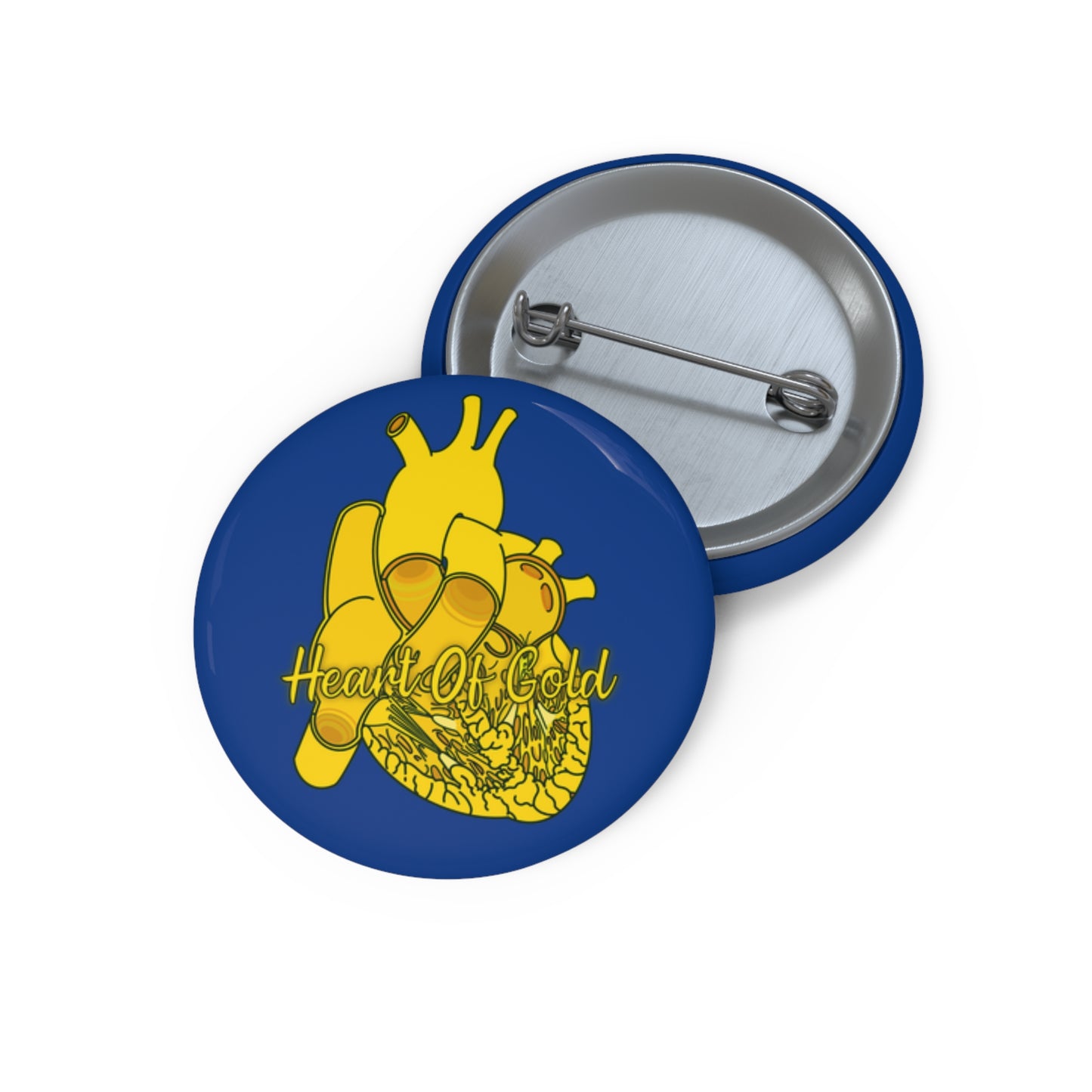 Heart of Gold Button, A Symbol of Compassion for Nurses, Custom Nursing Button Pin, Great Gift, Accessory for Nurses, Anatomical Heart