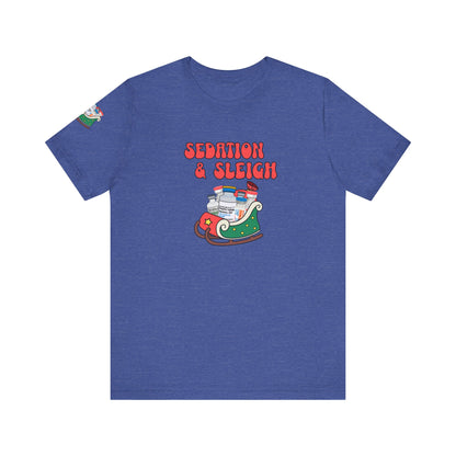 Sedation & Sleigh T-Shirt, Funny Nurse Christmas Shirt, ICU RN Holiday Tee, Propofol, Ativan, Ketamine, Fentanyl, Medical Humor Gift