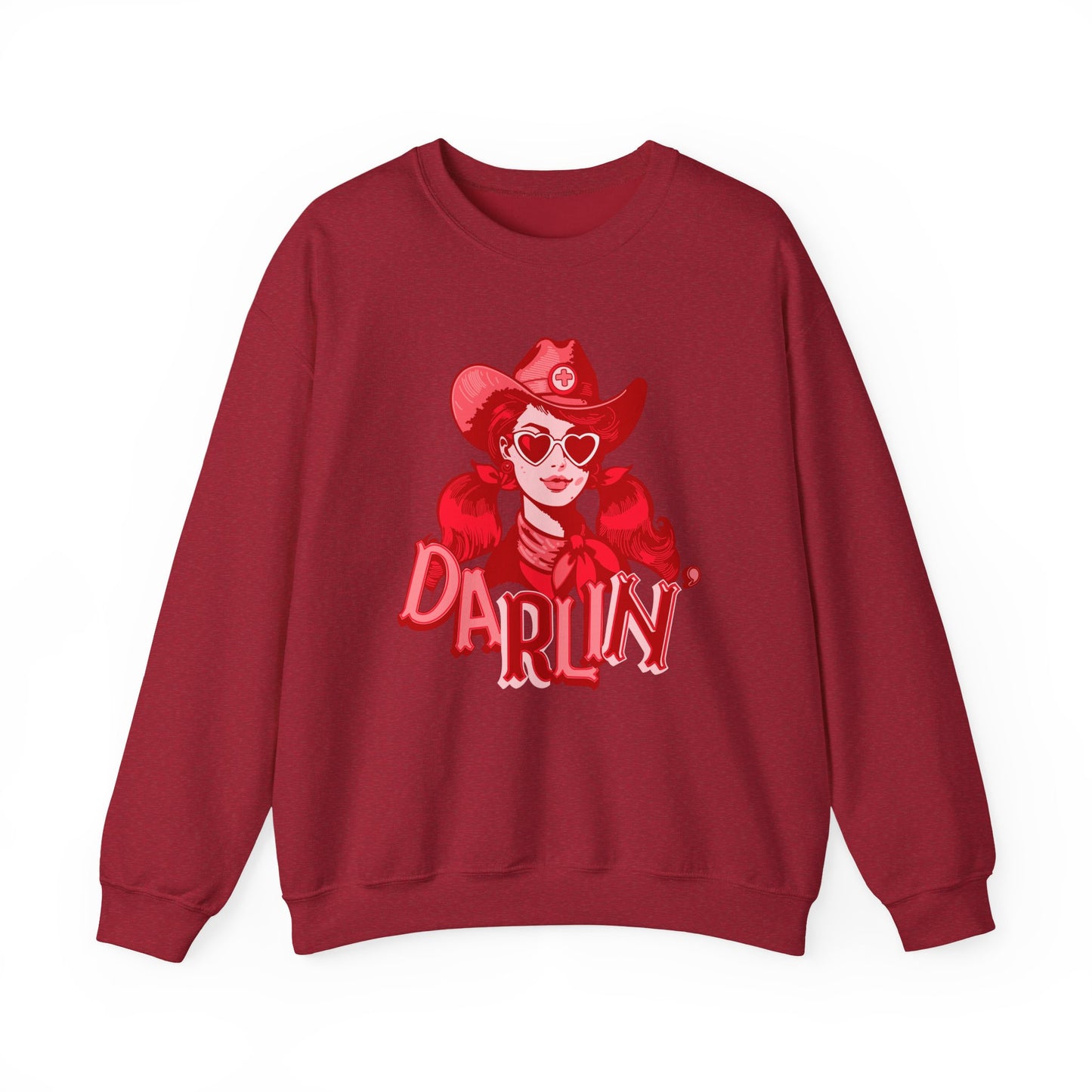 Darlin RN Sweatshirt , Cowgirl Nurse Style with a Heart,  Western Cowgirl Nurse Style, Funny RN Gift,  Apparel for Healthcare Professionals