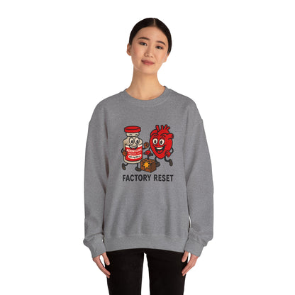 Adenosine & Heart “Factory Reset” Funny Nurse Sweatshirt for ICU, ER, Cath lab nurses, Cardiologists