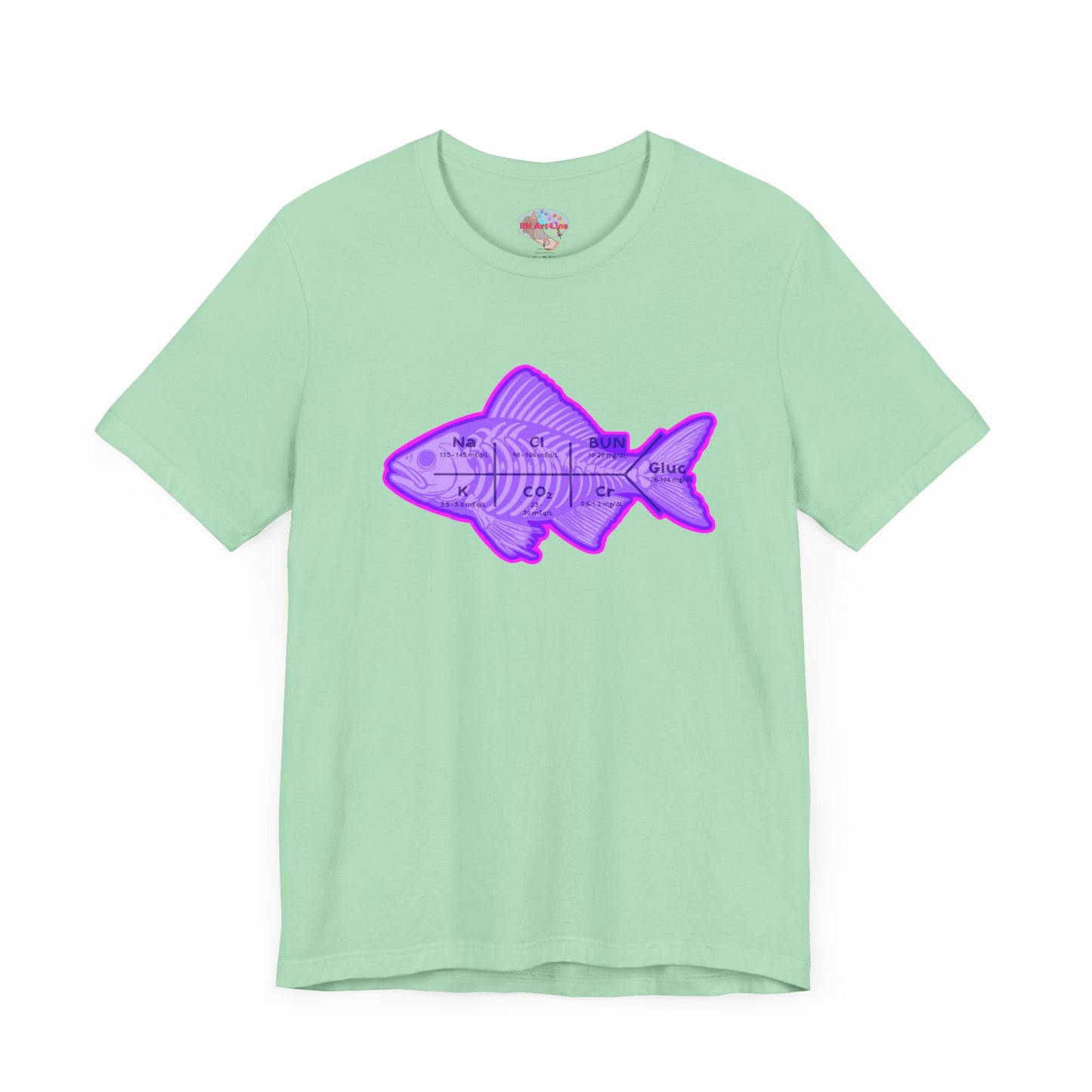 Fishbones T-Shirt , Medical Lab Values and Fish Skeleton Mashup, Funny Nursing  and Lab Tech Apparel, ICU & ER Gift