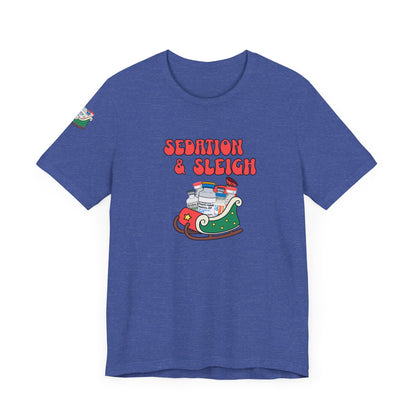 Sedation & Sleigh T-Shirt, Funny Nurse Christmas Shirt, ICU RN Holiday Tee, Propofol, Ativan, Ketamine, Fentanyl, Medical Humor Gift