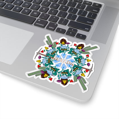 Nevada Mandala Sticker - State Symbol Art With Gambling, Mining, and Nature elements