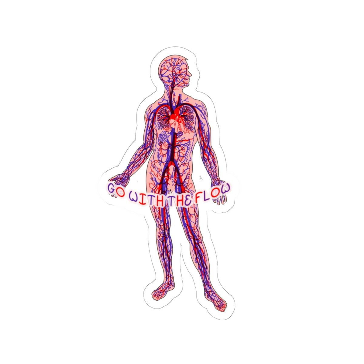 Go With The Flow Sticker - Anatomical Human with Arteries and Veins Design