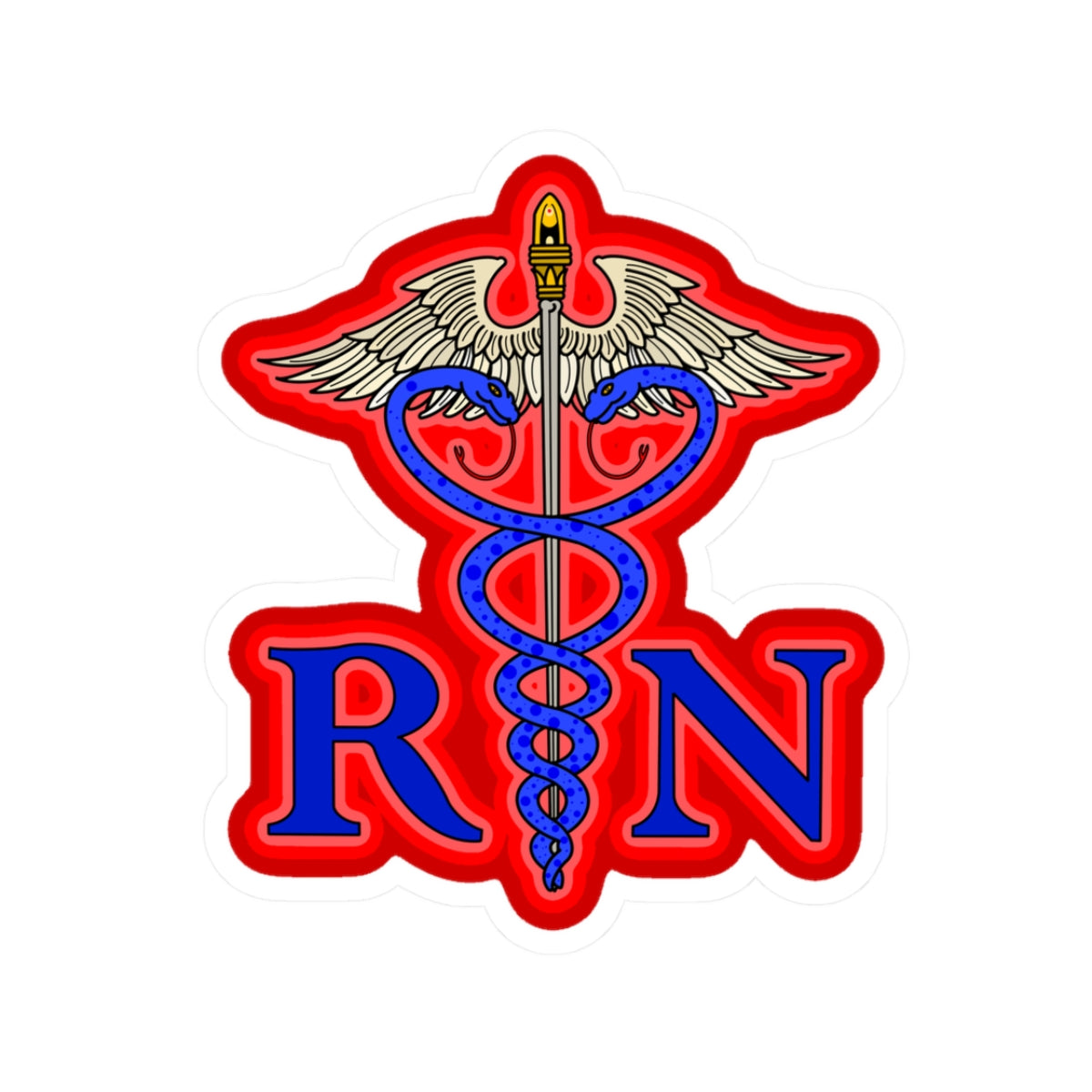 Medical Caduceus RN Sticker
