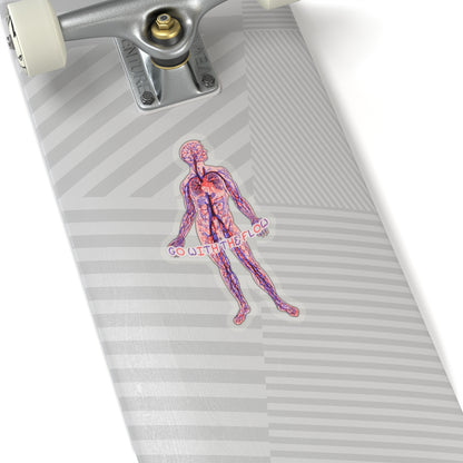 Go With The Flow Sticker - Anatomical Human with Arteries and Veins Design