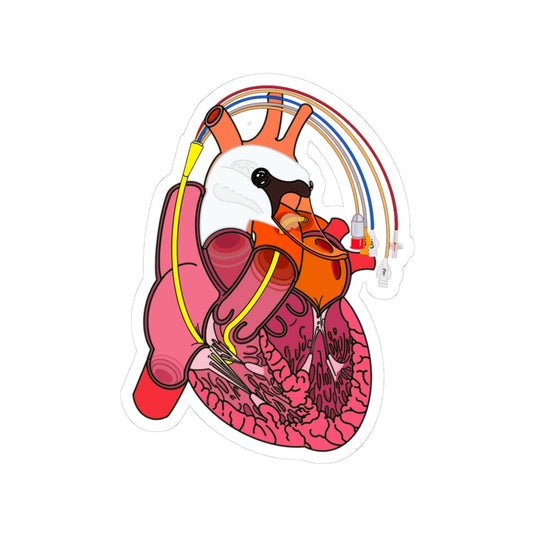 Swan Heart Medical Sticker - Unique Design with Swan-Ganz Catheter - Perfect for Medical Professionals, CVICU Nurses, Cardiology Enthusiast