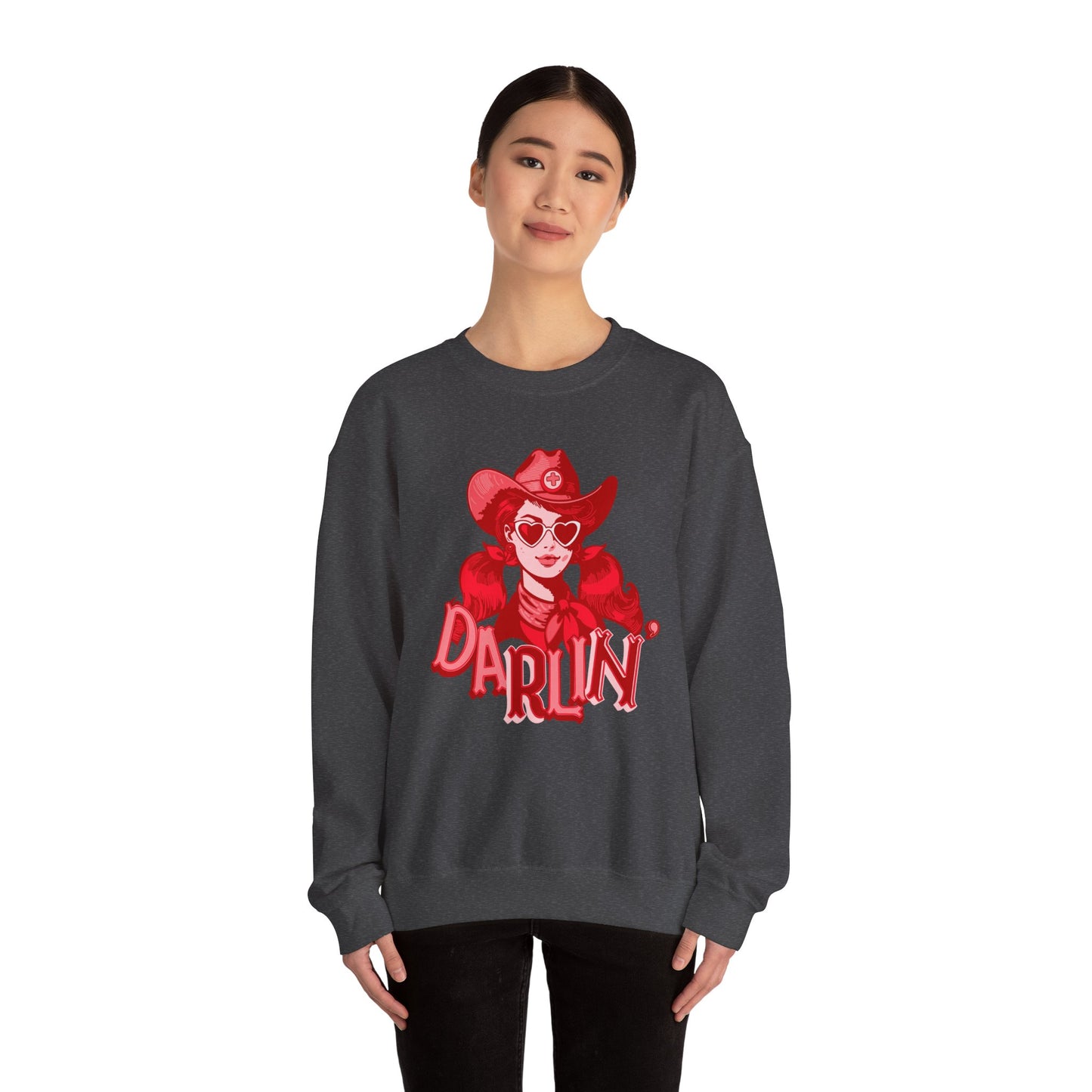Darlin RN Sweatshirt , Cowgirl Nurse Style with a Heart,  Western Cowgirl Nurse Style, Funny RN Gift,  Apparel for Healthcare Professionals