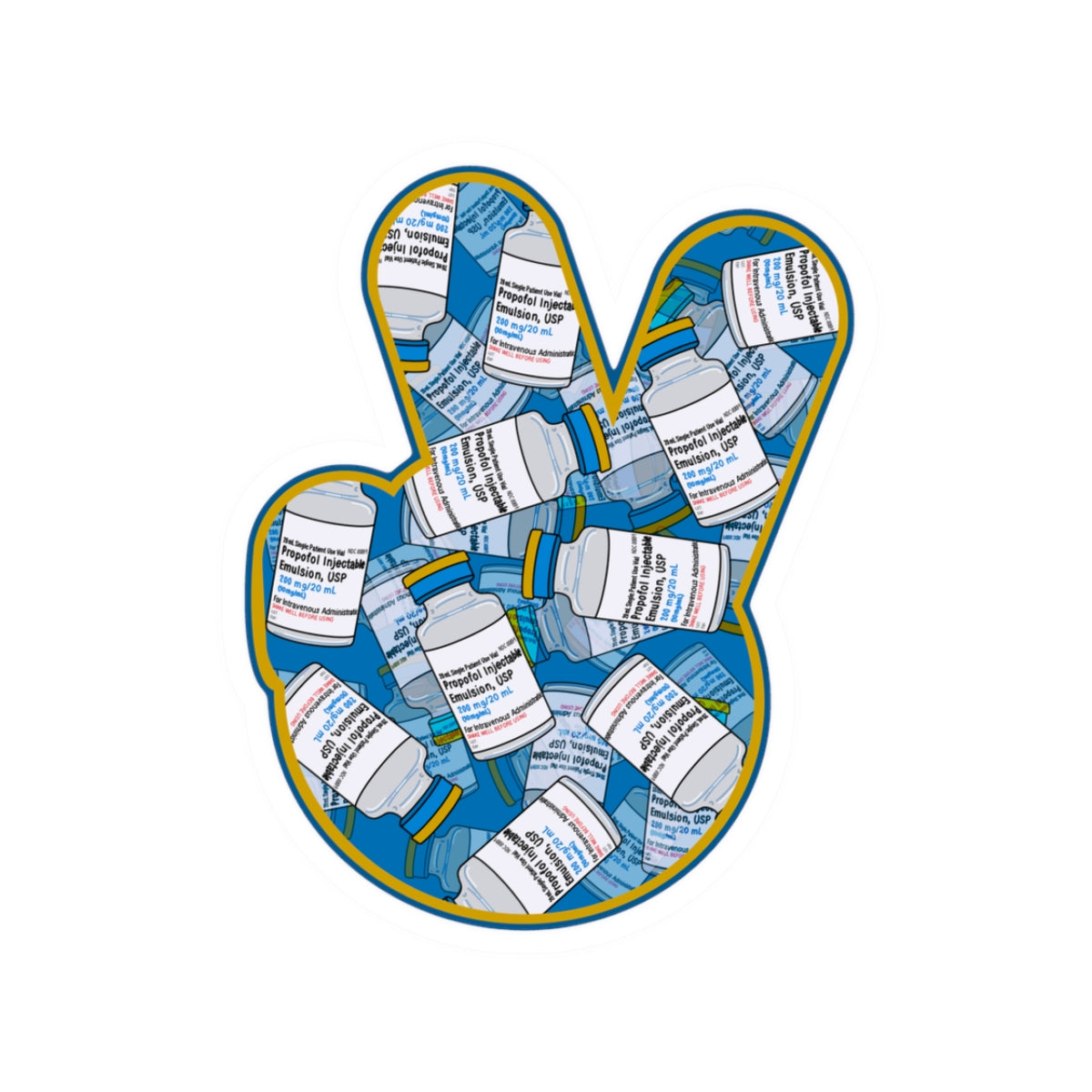 Peace and Quiet - Funny Propofol Peace Sign Sticker