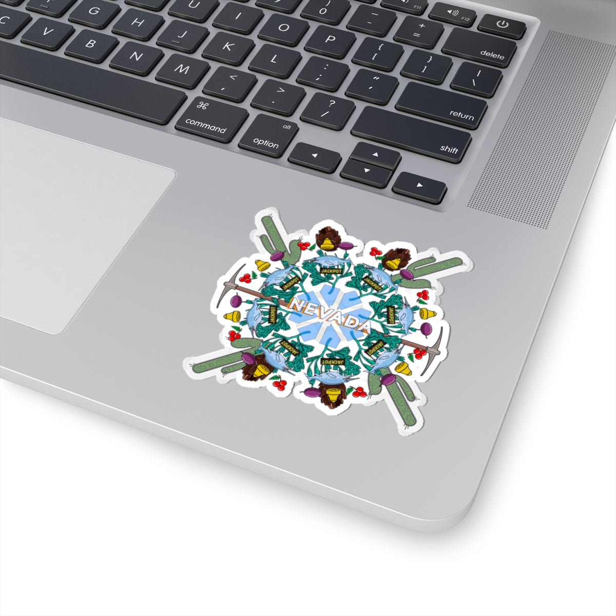 Nevada Mandala Sticker - State Symbol Art With Gambling, Mining, and Nature elements