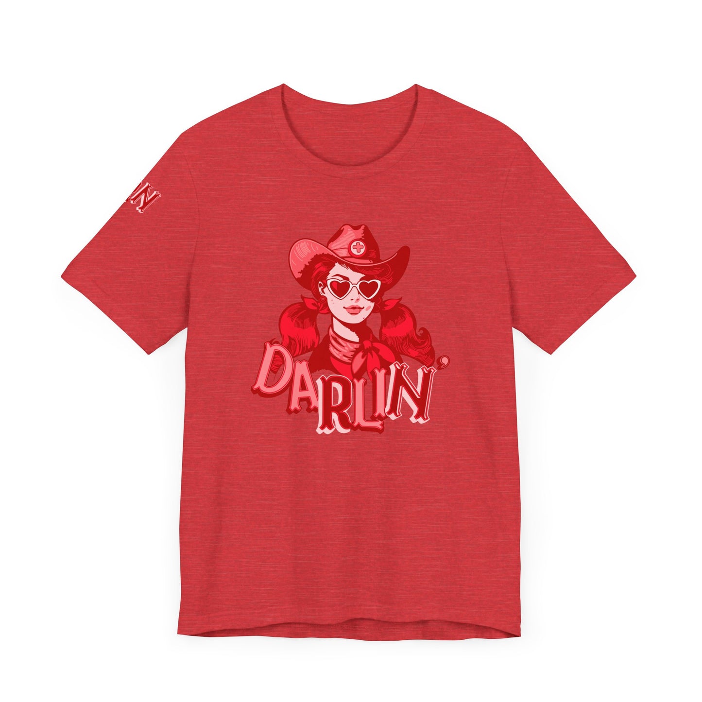 DaRliN Nurse T-Shirt, Cowgirl RN, Western Nurse, Cute Nursing Shirt, Heart Sunglasses, Funny RN Tee, Medical Plus Sign, ICU,  Med-Surg