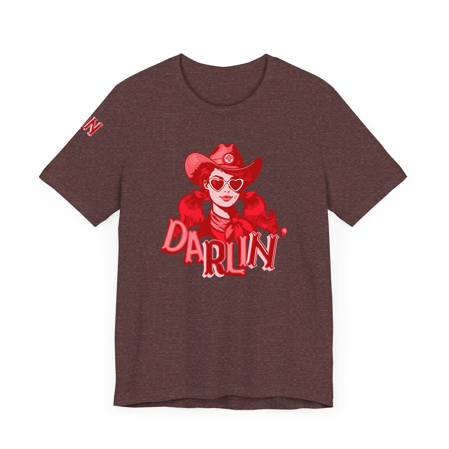 DaRliN Nurse T-Shirt, Cowgirl RN, Western Nurse, Cute Nursing Shirt, Heart Sunglasses, Funny RN Tee, Medical Plus Sign, ICU,  Med-Surg