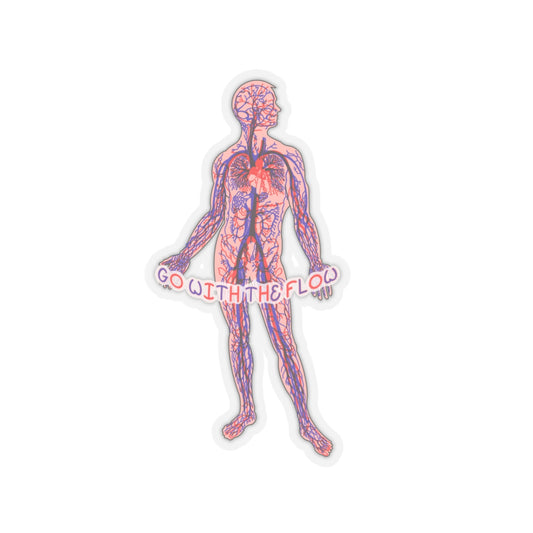 Go With The Flow Sticker - Anatomical Human with Arteries and Veins Design