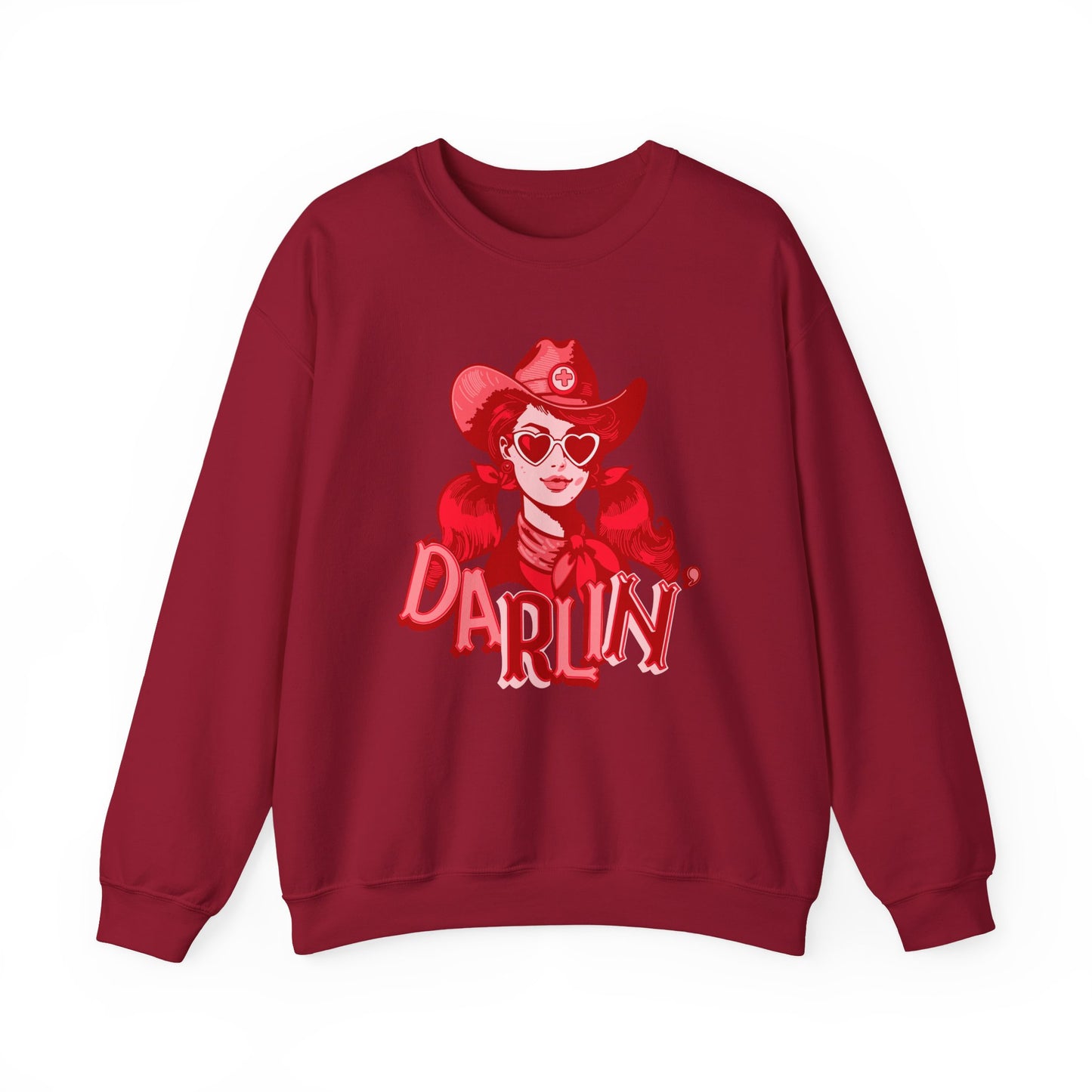 Darlin RN Sweatshirt , Cowgirl Nurse Style with a Heart,  Western Cowgirl Nurse Style, Funny RN Gift,  Apparel for Healthcare Professionals