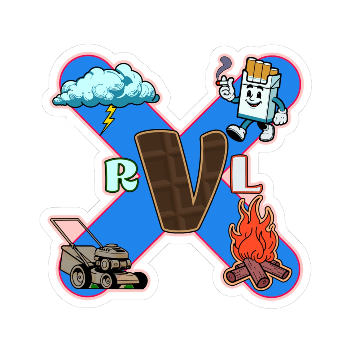 Smoke Over Fire, Clouds Over Grass, EKG Sticker