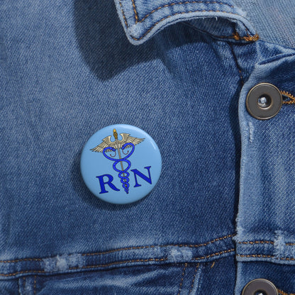 RN Caduceus Button, Classic Medical Pin for Nurses, Custom Nursing Button Pin, Great Gift, Accessory for Nurses
