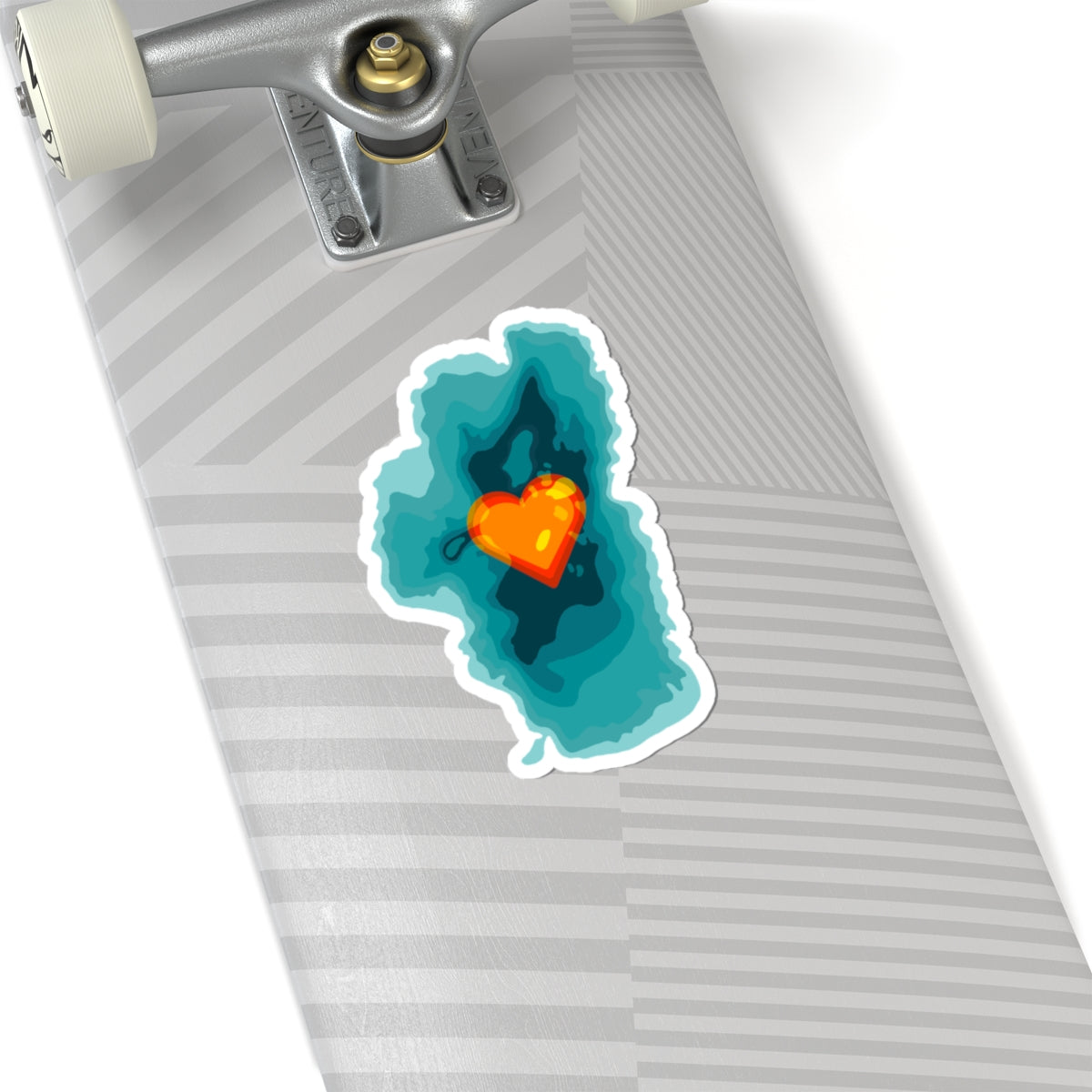 Lake Tahoe Love Sticker - Bathymetric Map With Heart Design