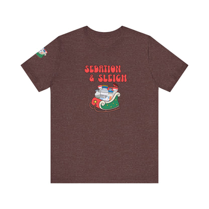 Sedation & Sleigh T-Shirt, Funny Nurse Christmas Shirt, ICU RN Holiday Tee, Propofol, Ativan, Ketamine, Fentanyl, Medical Humor Gift