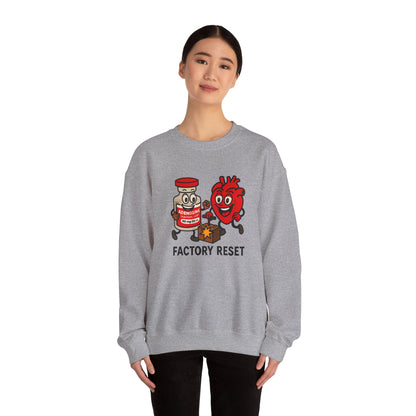 Adenosine & Heart “Factory Reset” Funny Nurse Sweatshirt for ICU, ER, Cath lab nurses, Cardiologists