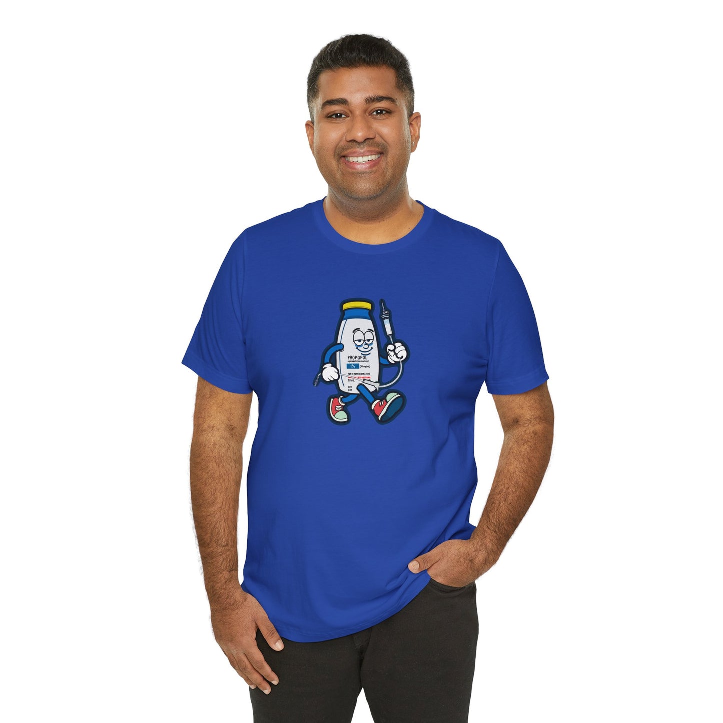 Propofol Pete - Funny Propofol Bottle Cartoon T-shirt for Nurses & Doctors