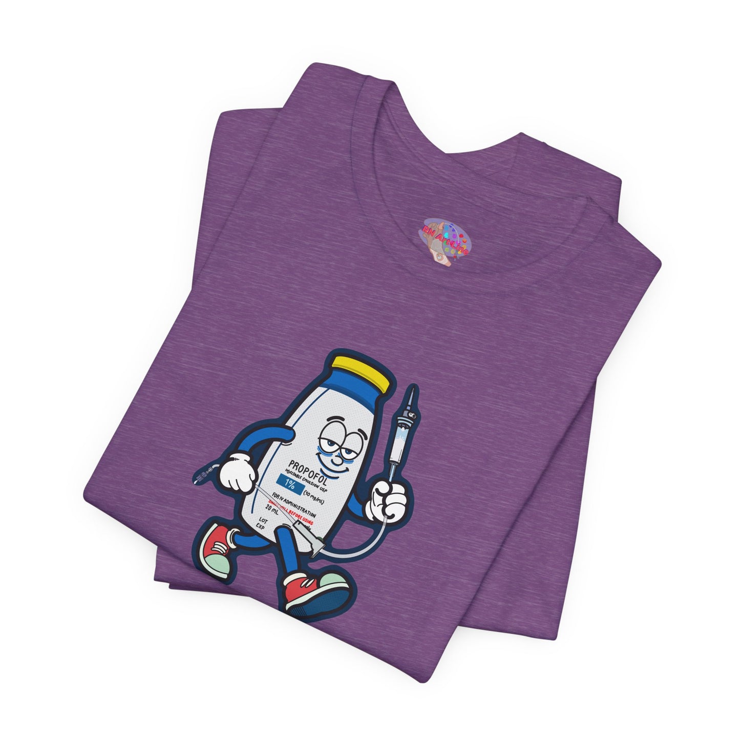 Propofol Pete - Funny Propofol Bottle Cartoon T-shirt for Nurses & Doctors