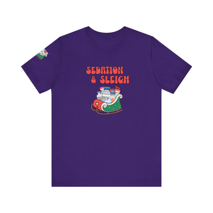 Sedation & Sleigh T-Shirt, Funny Nurse Christmas Shirt, ICU RN Holiday Tee, Propofol, Ativan, Ketamine, Fentanyl, Medical Humor Gift