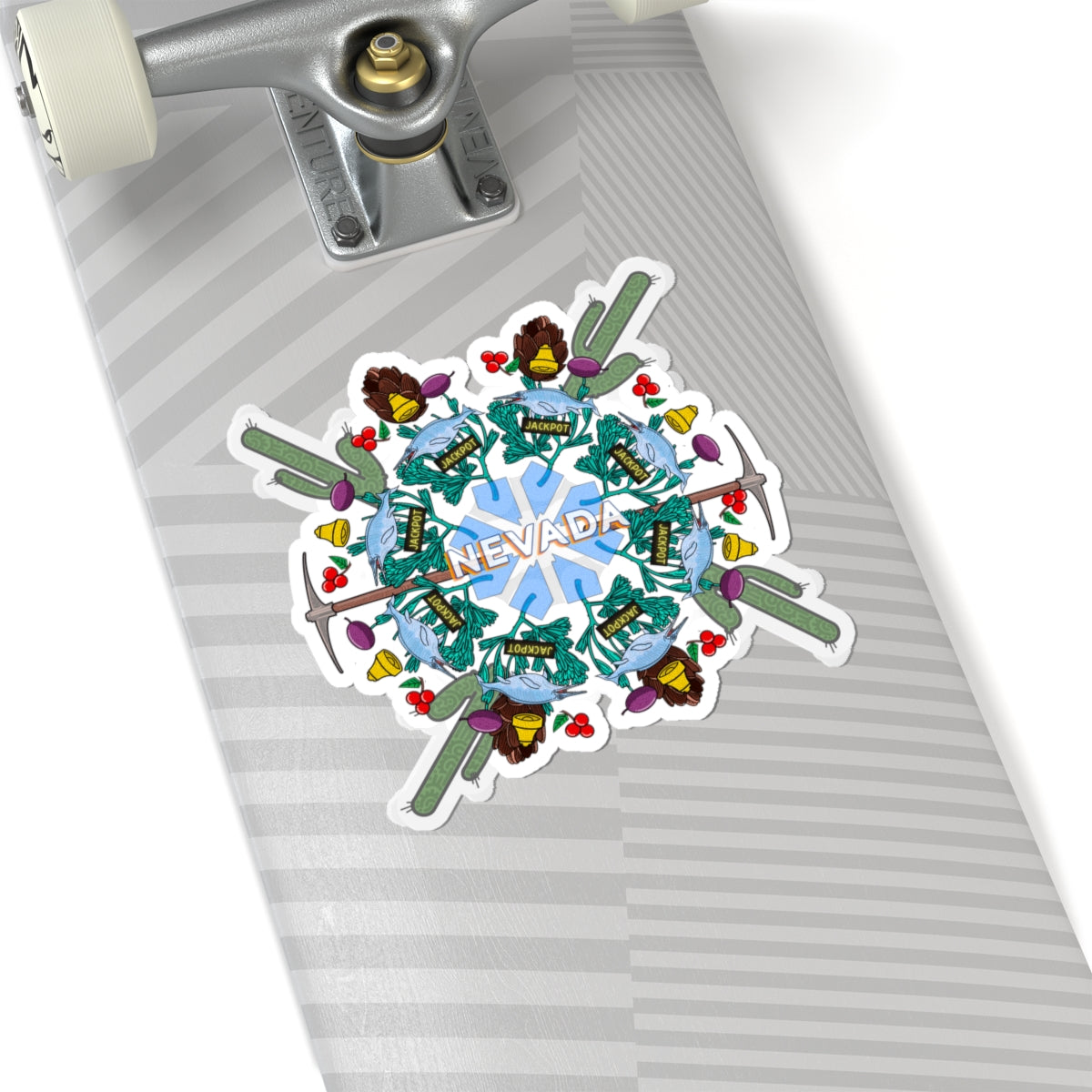 Nevada Mandala Sticker - State Symbol Art With Gambling, Mining, and Nature elements